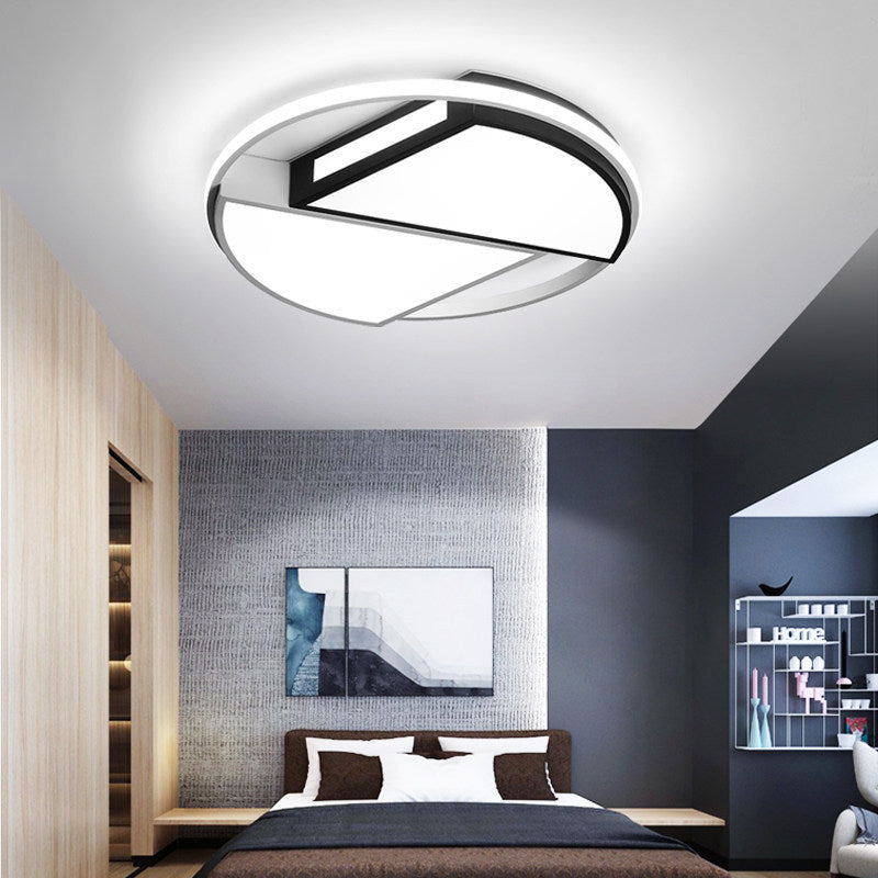 Plafonnier LED en acrylique et fer avec dôme rond minimaliste moderne pour chambre à coucher 