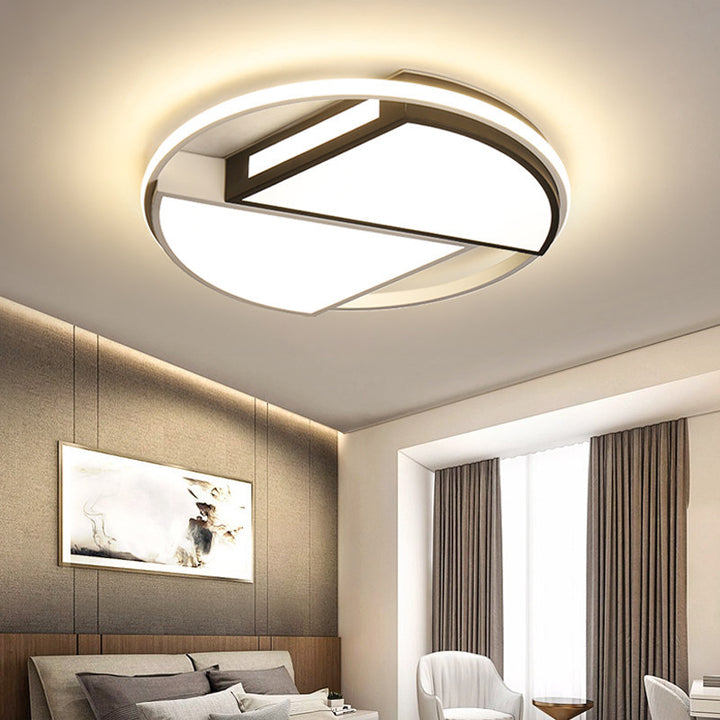 Plafonnier LED en acrylique et fer avec dôme rond minimaliste moderne pour chambre à coucher 
