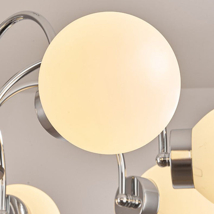 Lustre Contemporain Scandinave à Haricots Magiques Crème Ronde en Fer et Verre 3/5/6/8 Lumières pour Salon 
