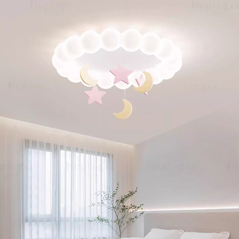 Moderne minimalistische niedliche Blase Stern Mond runde Kuppel Hardware Harz Acryl LED Deckenleuchte für Schlafzimmer 