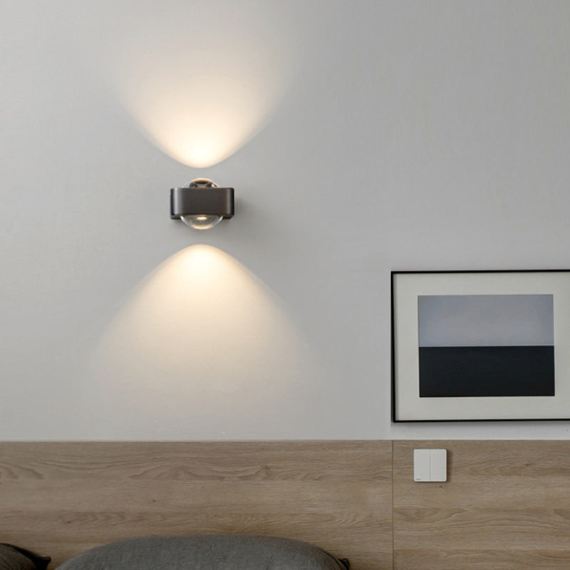 Lámpara de pared contemporánea escandinava de hierro acrílico LED de rectángulo redondo para dormitorio 