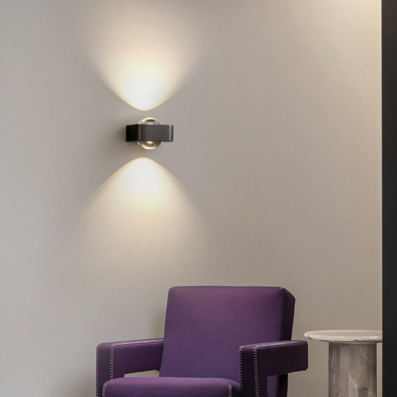 Lámpara de pared contemporánea escandinava de hierro acrílico LED de rectángulo redondo para dormitorio 
