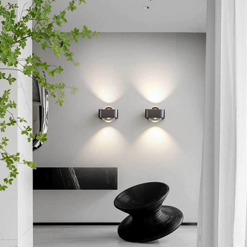 Lámpara de pared contemporánea escandinava de hierro acrílico LED de rectángulo redondo para dormitorio 