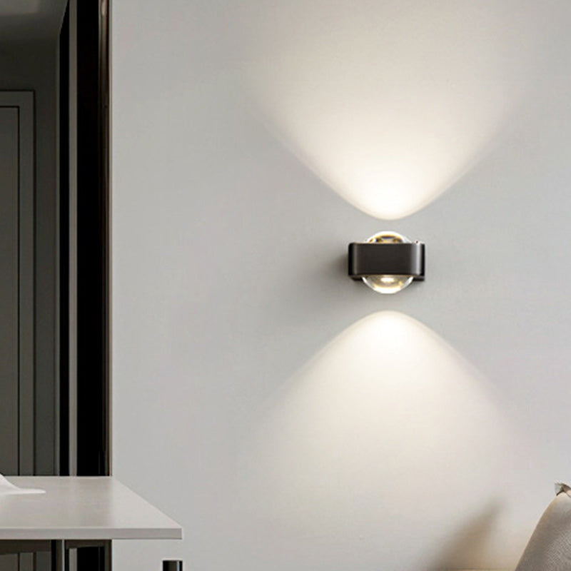 Lámpara de pared contemporánea escandinava de hierro acrílico LED de rectángulo redondo para dormitorio 
