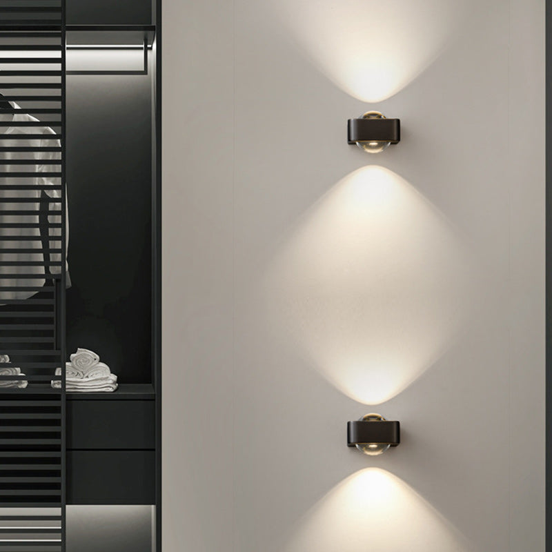Lámpara de pared contemporánea escandinava de hierro acrílico LED de rectángulo redondo para dormitorio 