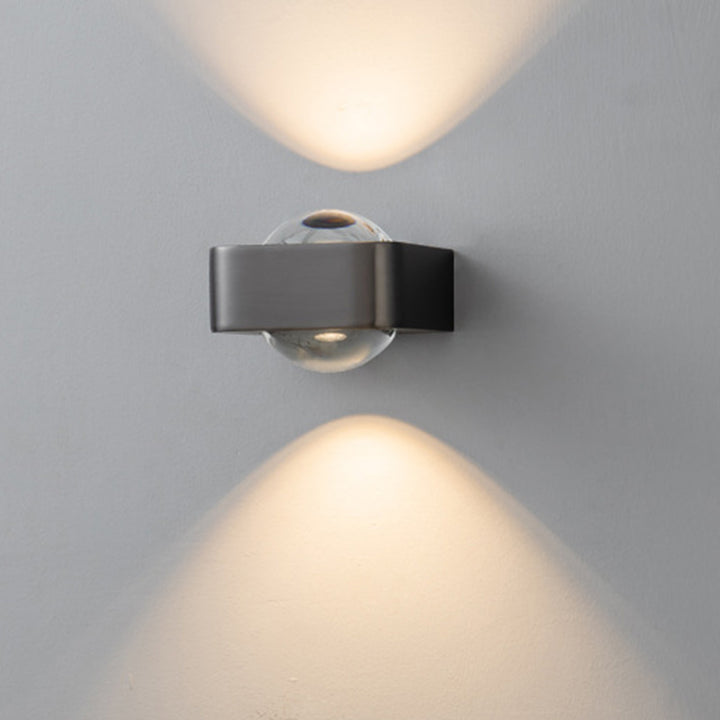 Zeitgenössische skandinavische runde rechteckige Eisen-Acryl-LED-Wandleuchte für das Schlafzimmer 
