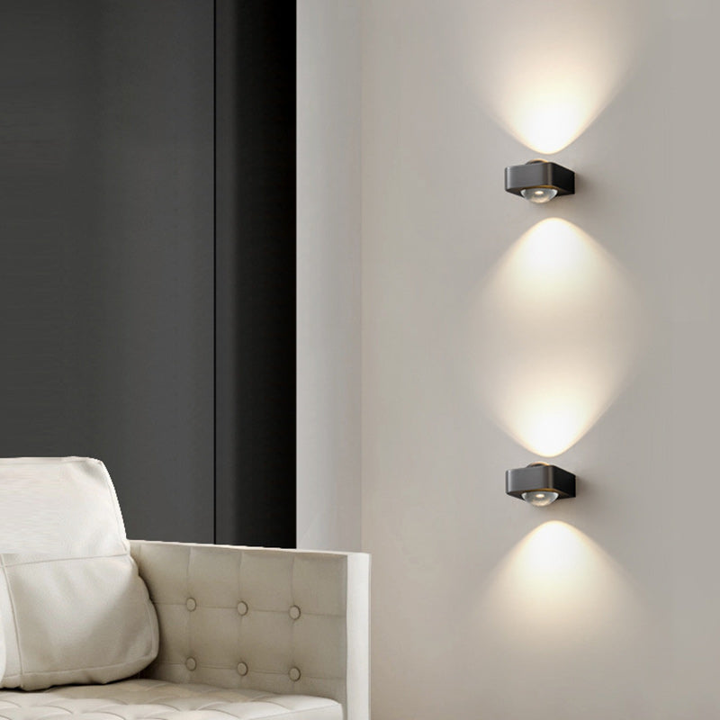 Lámpara de pared contemporánea escandinava de hierro acrílico LED de rectángulo redondo para dormitorio 