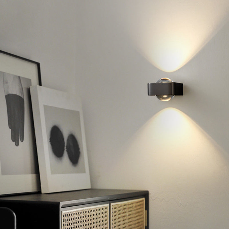 Lámpara de pared contemporánea escandinava de hierro acrílico LED de rectángulo redondo para dormitorio 