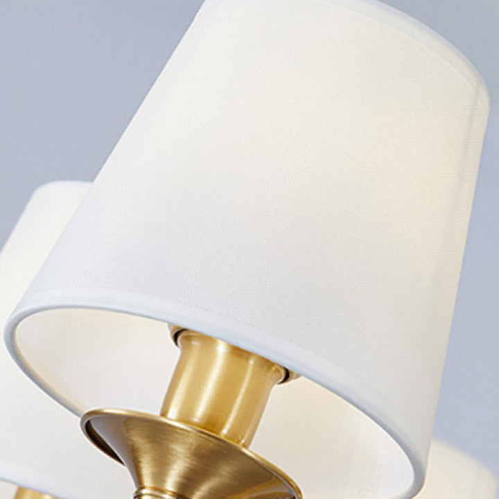 Traditional Vintage Round Cylinder Copper Fabric 5/6/8/10 Light Chandelier For Living Room