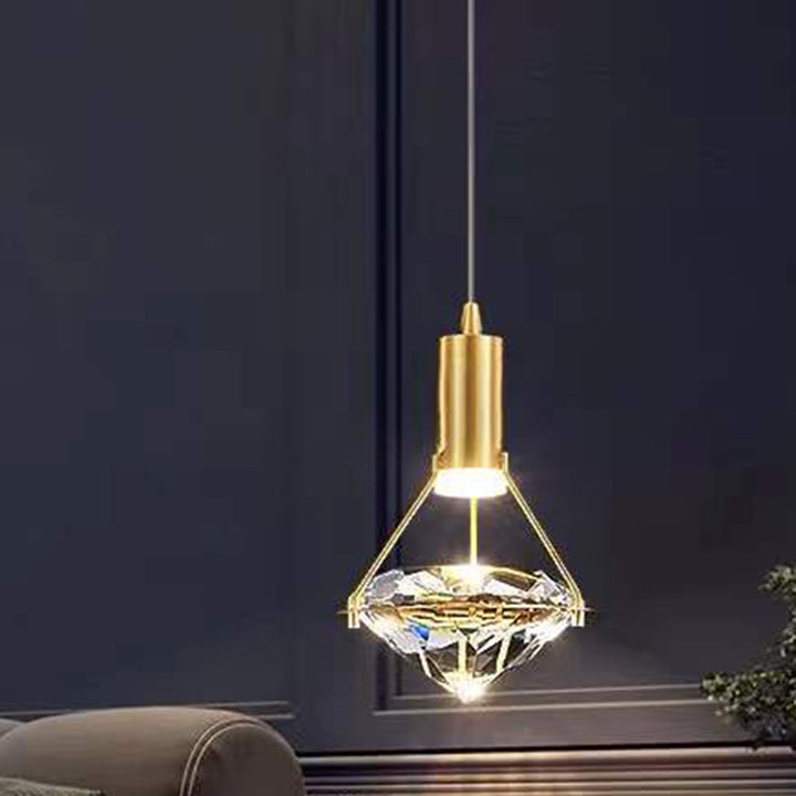 Lustre à LED en cristal de fer en forme de cône cylindrique de luxe moderne pour chambre 