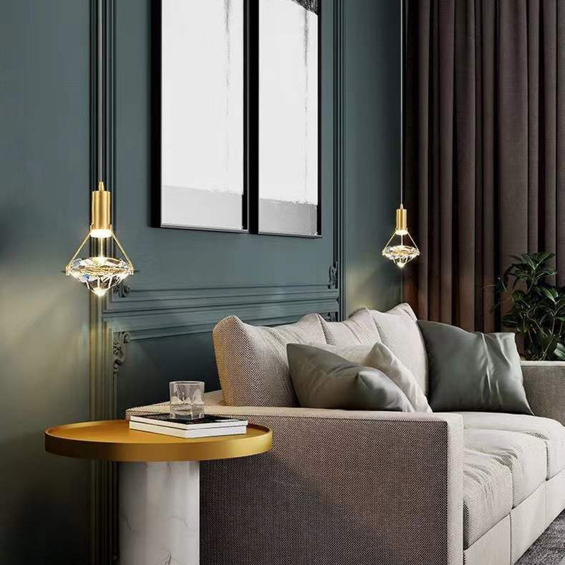 Lustre à LED en cristal de fer en forme de cône cylindrique de luxe moderne pour chambre 