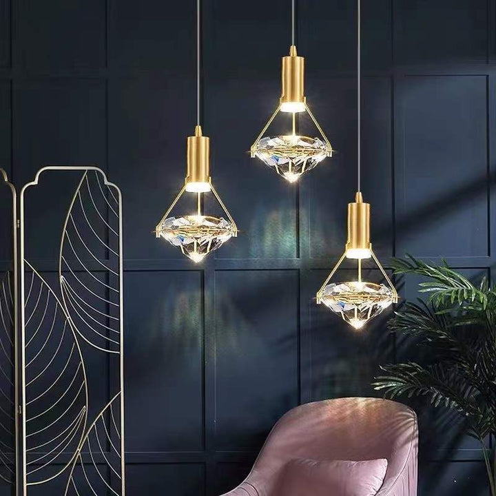 Lustre à LED en cristal de fer en forme de cône cylindrique de luxe moderne pour chambre 