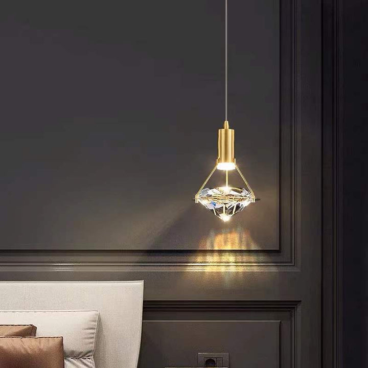 Lustre à LED en cristal de fer en forme de cône cylindrique de luxe moderne pour chambre 