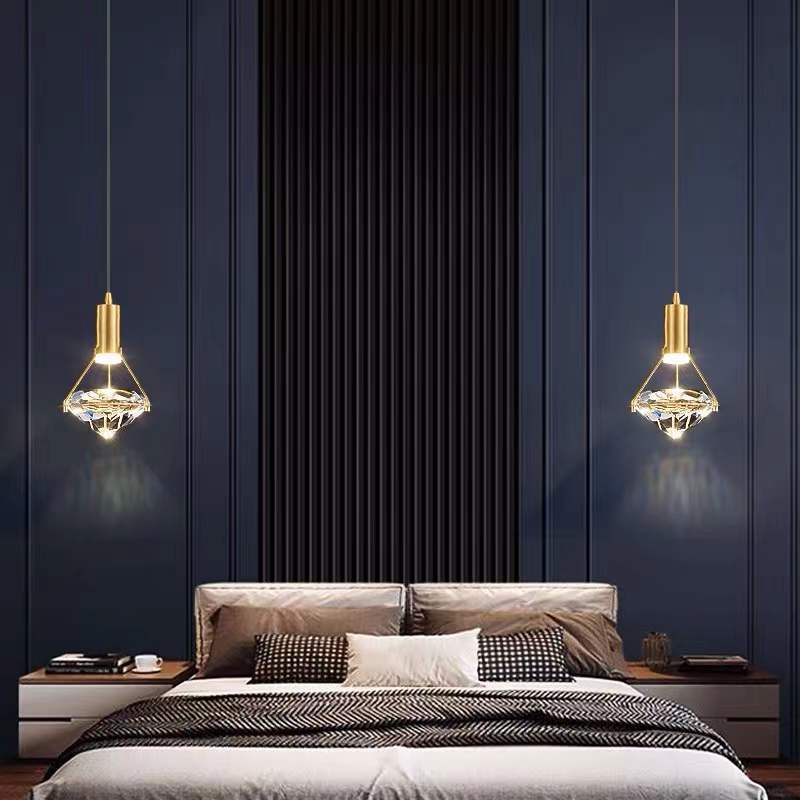 Lustre à LED en cristal de fer en forme de cône cylindrique de luxe moderne pour chambre 