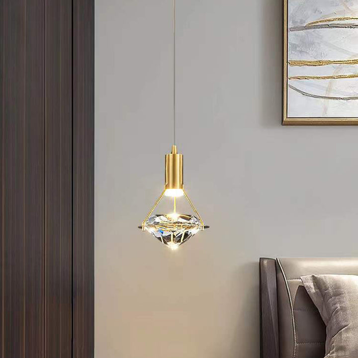 Lustre à LED en cristal de fer en forme de cône cylindrique de luxe moderne pour chambre 