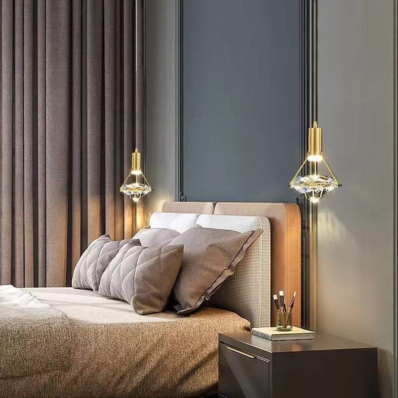 Lustre à LED en cristal de fer en forme de cône cylindrique de luxe moderne pour chambre 