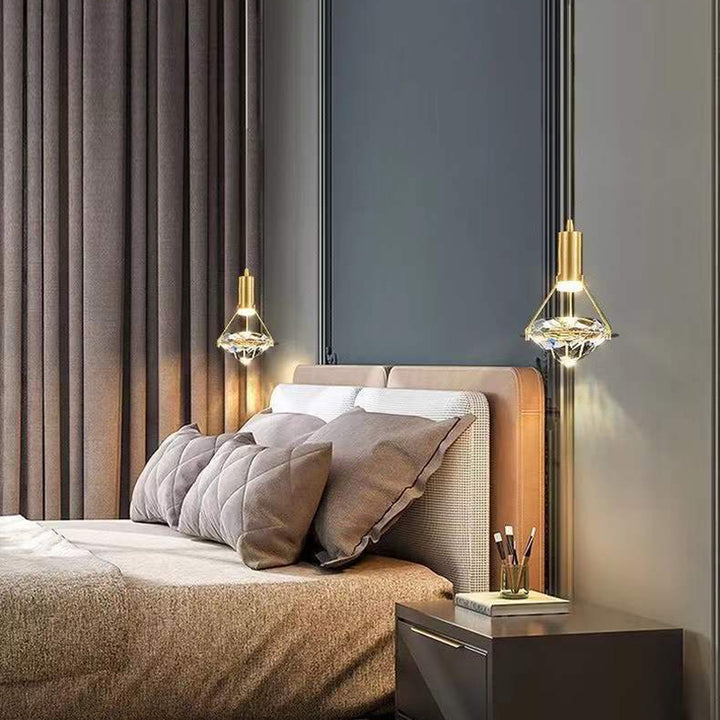Lustre à LED en cristal de fer en forme de cône cylindrique de luxe moderne pour chambre 
