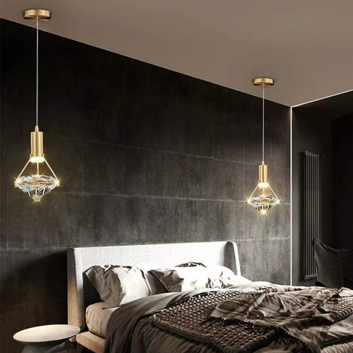 Lustre à LED en cristal de fer en forme de cône cylindrique de luxe moderne pour chambre 