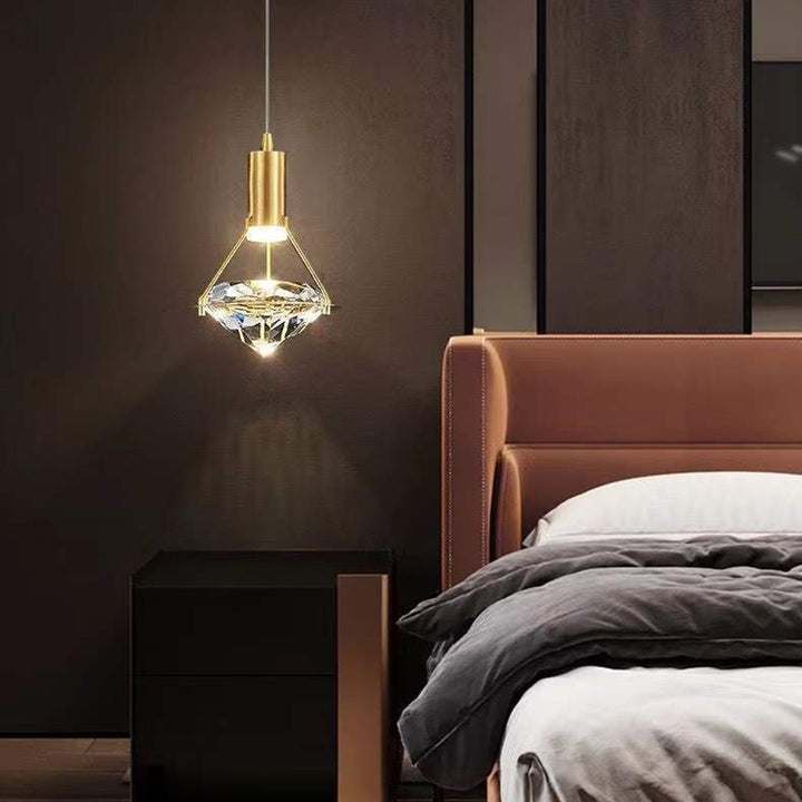 Lustre à LED en cristal de fer en forme de cône cylindrique de luxe moderne pour chambre 