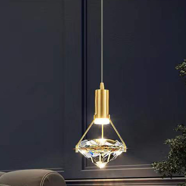 Lustre à LED en cristal de fer en forme de cône cylindrique de luxe moderne pour chambre 