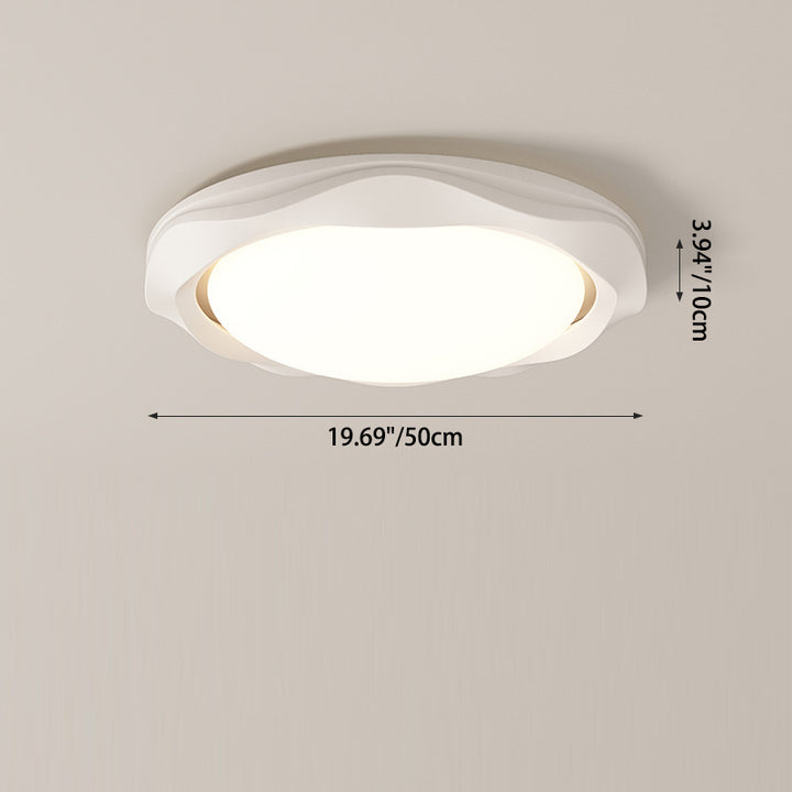 Plafonnier LED rond en fer PE à vague crème scandinave contemporaine pour chambre 