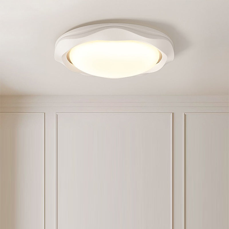 Plafonnier LED rond en fer PE à vague crème scandinave contemporaine pour chambre 