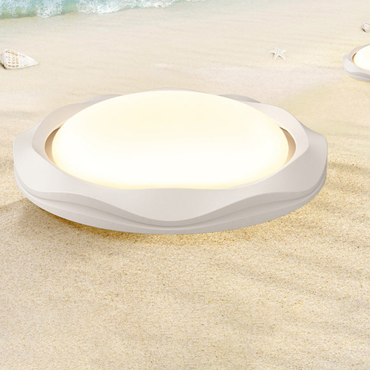 Plafonnier LED rond en fer PE à vague crème scandinave contemporaine pour chambre 
