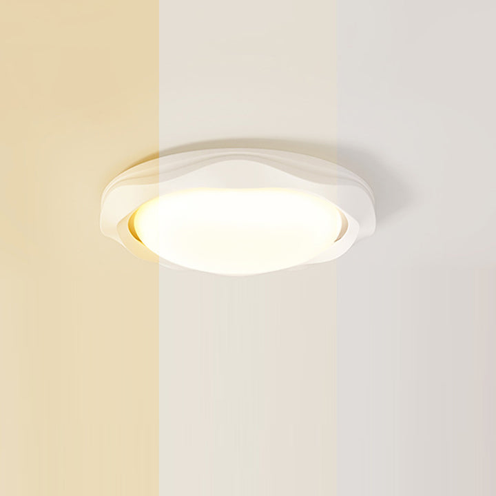 Plafonnier LED rond en fer PE à vague crème scandinave contemporaine pour chambre 