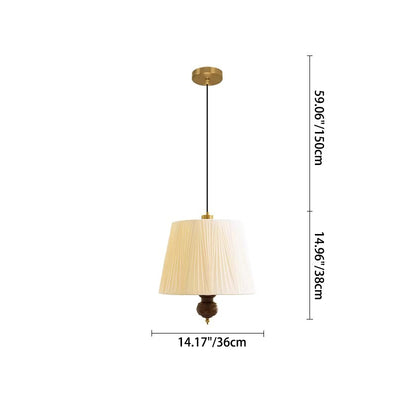 Moderne Mid-Century Falten Rundzylinder Eisen Stoff 1-Licht Pendelleuchte für Schlafzimmer 