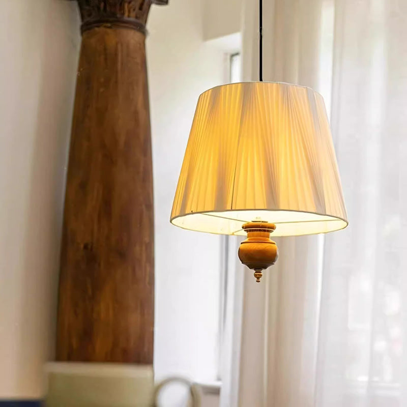 Moderne Mid-Century Falten Rundzylinder Eisen Stoff 1-Licht Pendelleuchte für Schlafzimmer 