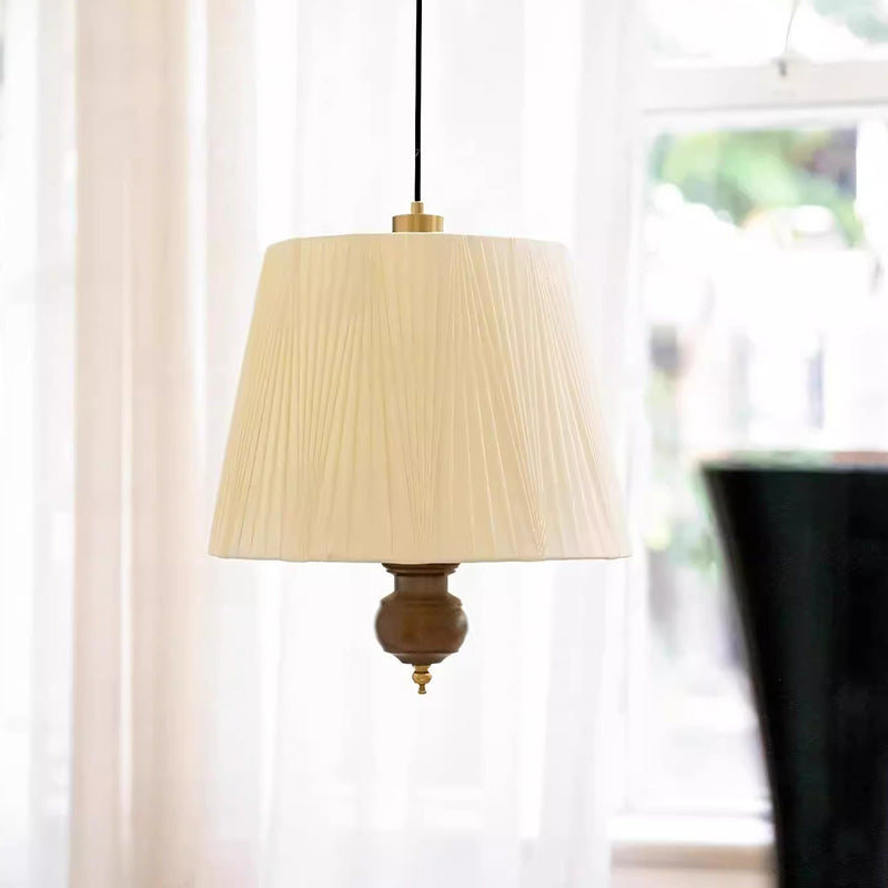 Moderne Mid-Century Falten Rundzylinder Eisen Stoff 1-Licht Pendelleuchte für Schlafzimmer 