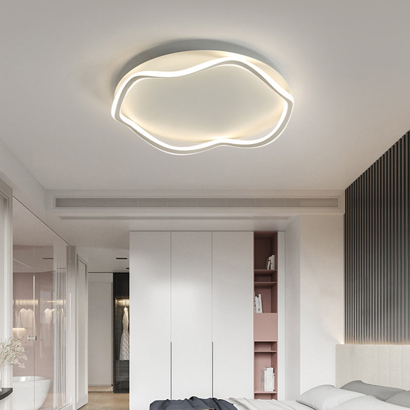 Luz de techo LED montada al ras de aluminio y hierro con ondas redondas nórdicas contemporáneas para dormitorio 