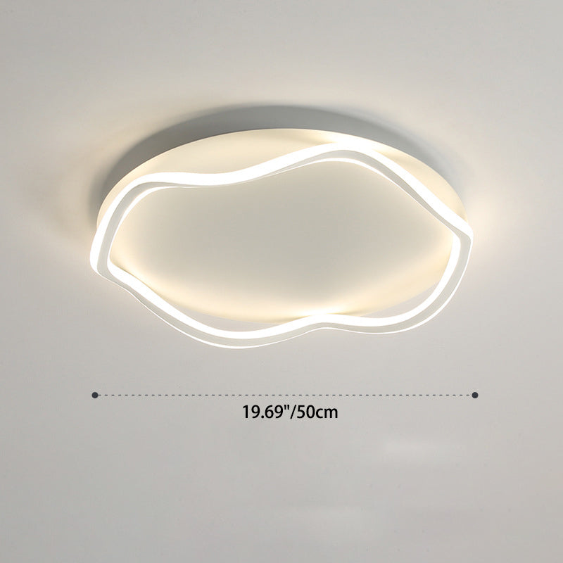 Luz de techo LED montada al ras de aluminio y hierro con ondas redondas nórdicas contemporáneas para dormitorio 