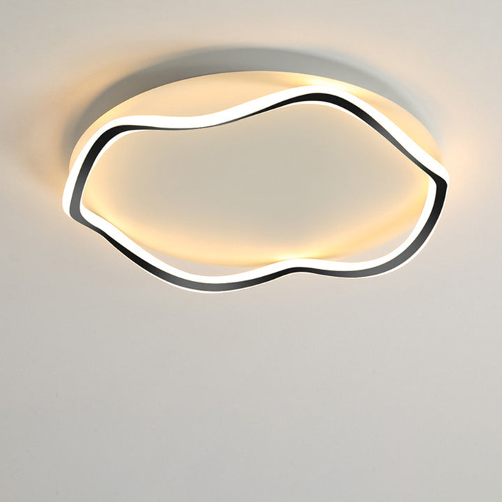 Luz de techo LED montada al ras de aluminio y hierro con ondas redondas nórdicas contemporáneas para dormitorio 