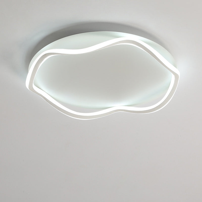 Luz de techo LED montada al ras de aluminio y hierro con ondas redondas nórdicas contemporáneas para dormitorio 