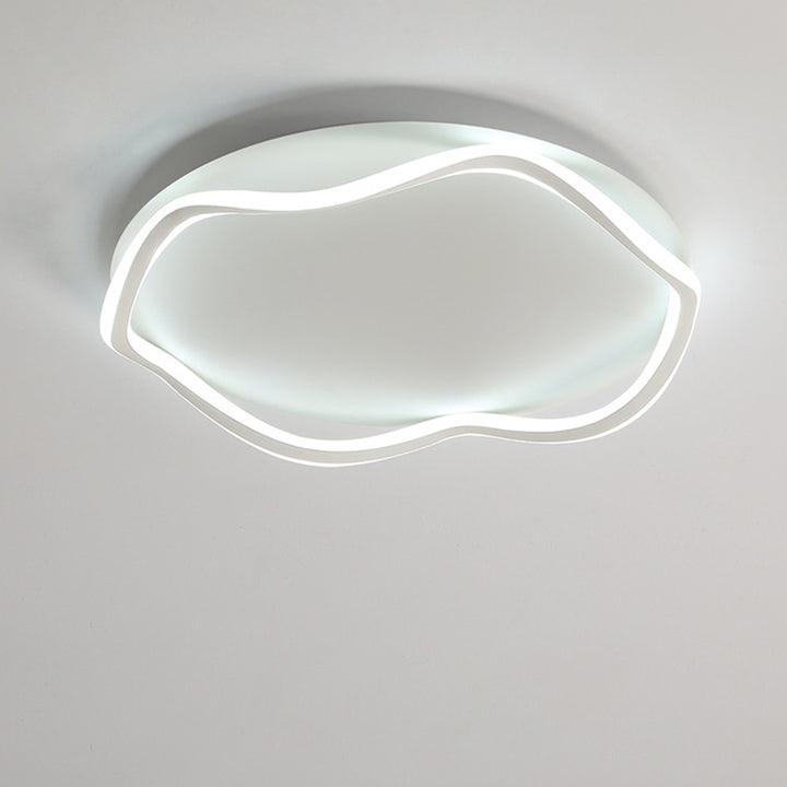Luz de techo LED montada al ras de aluminio y hierro con ondas redondas nórdicas contemporáneas para dormitorio 