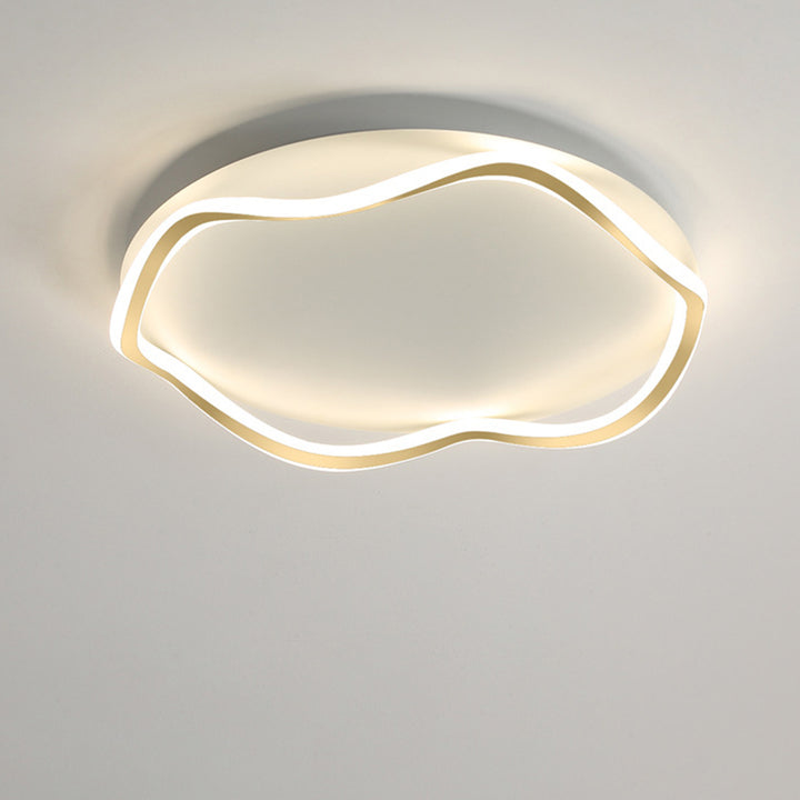 Luz de techo LED montada al ras de aluminio y hierro con ondas redondas nórdicas contemporáneas para dormitorio 