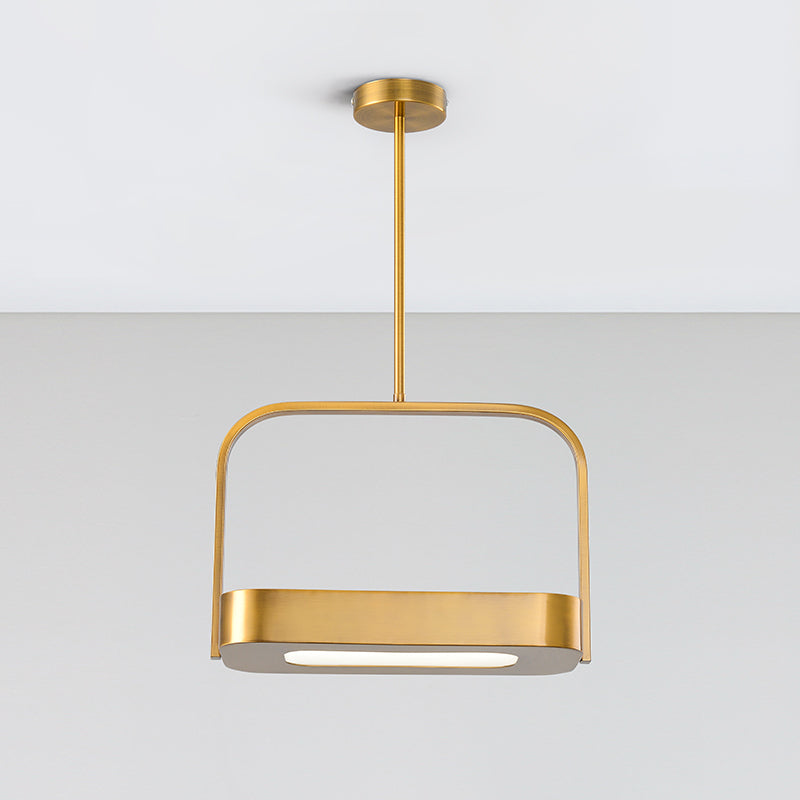 Lámpara colgante LED de acrílico y hierro con forma rectangular minimalista moderna para dormitorio 