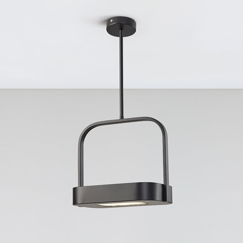 Lámpara colgante LED de acrílico y hierro con forma rectangular minimalista moderna para dormitorio 