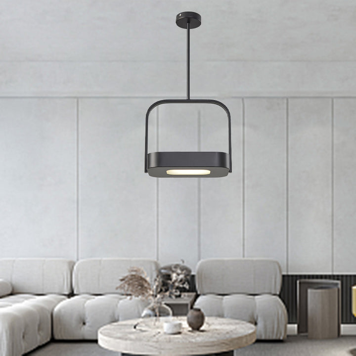 Lámpara colgante LED de acrílico y hierro con forma rectangular minimalista moderna para dormitorio 