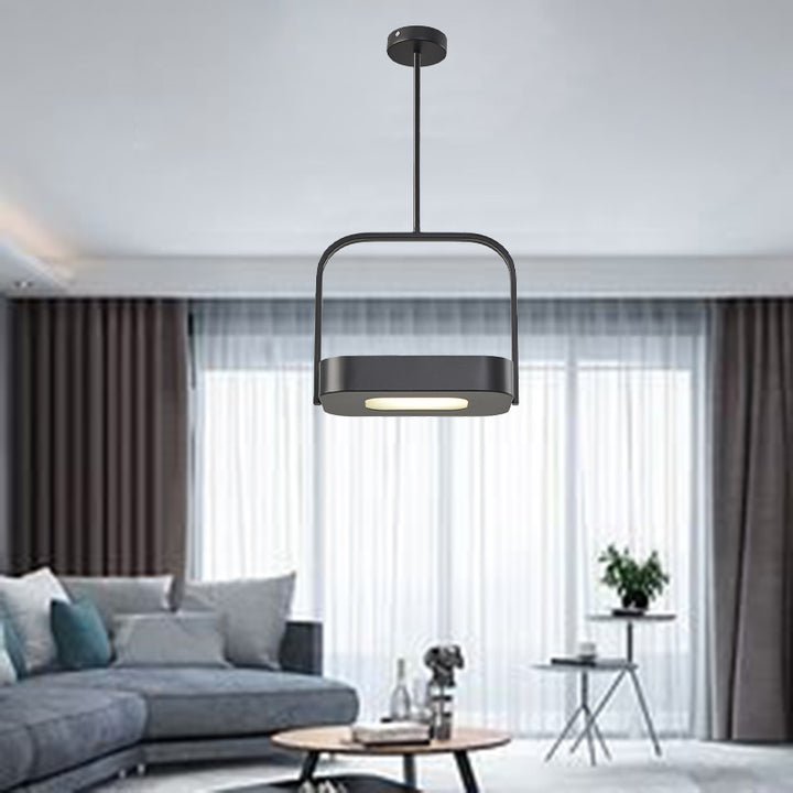 Lámpara colgante LED de acrílico y hierro con forma rectangular minimalista moderna para dormitorio 