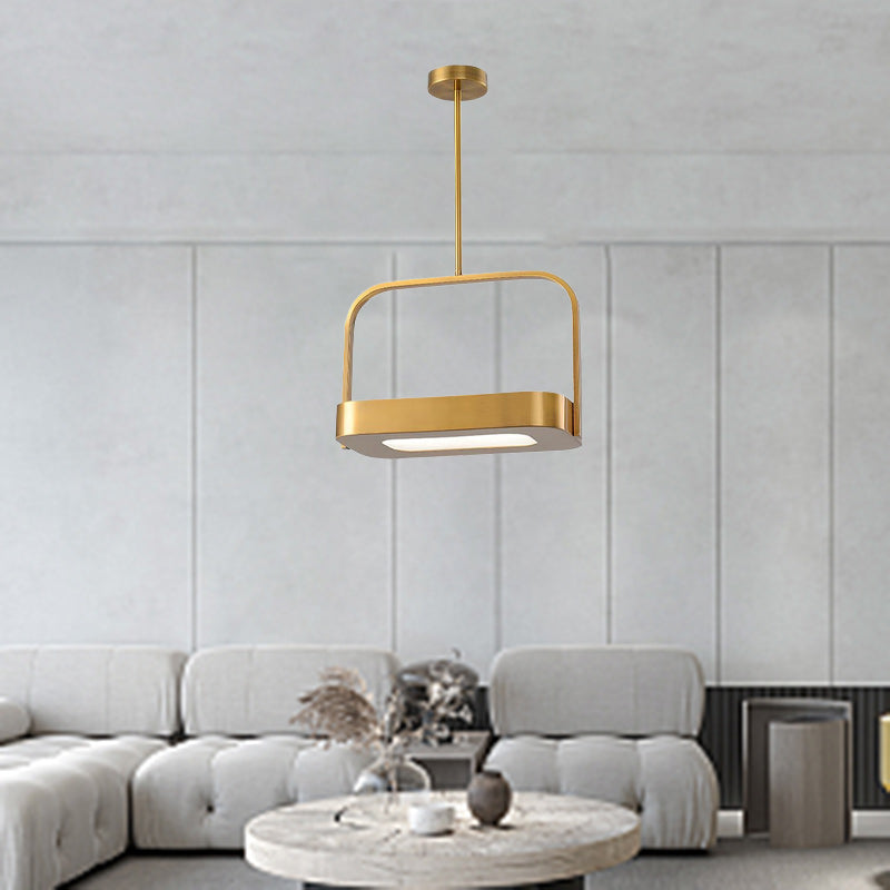 Lámpara colgante LED de acrílico y hierro con forma rectangular minimalista moderna para dormitorio 