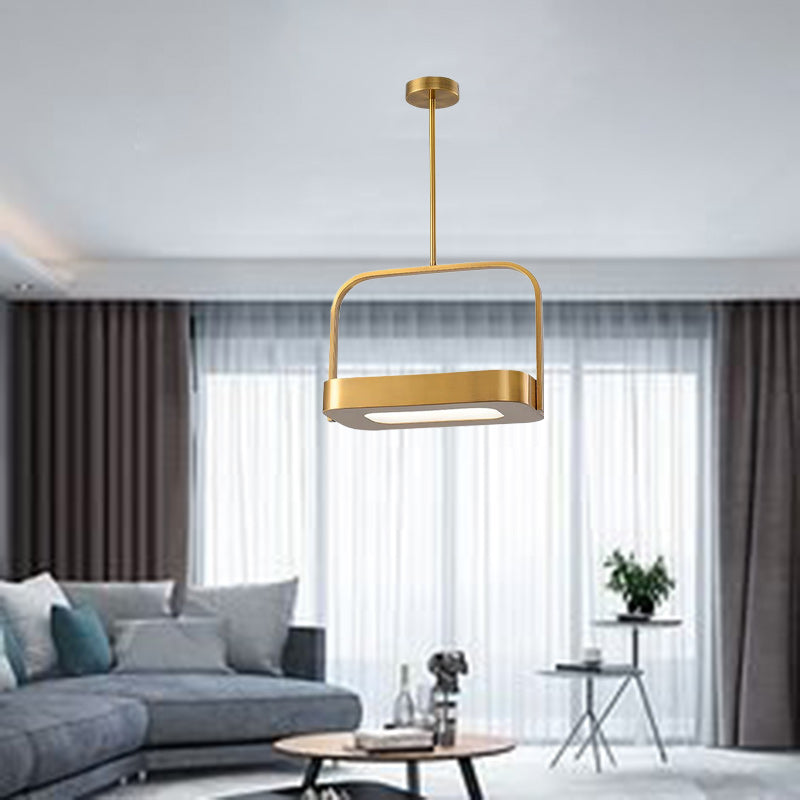 Lámpara colgante LED de acrílico y hierro con forma rectangular minimalista moderna para dormitorio 