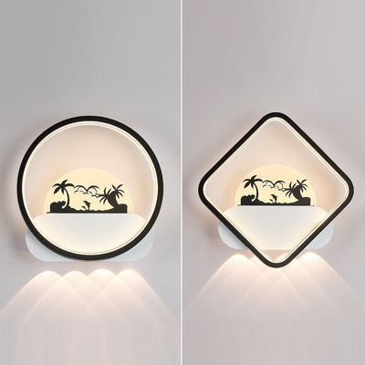 Moderne minimalistische Familien-Strand-Rund-Quadrat-Eisen-Silikon-LED-Wandleuchte für das Schlafzimmer 