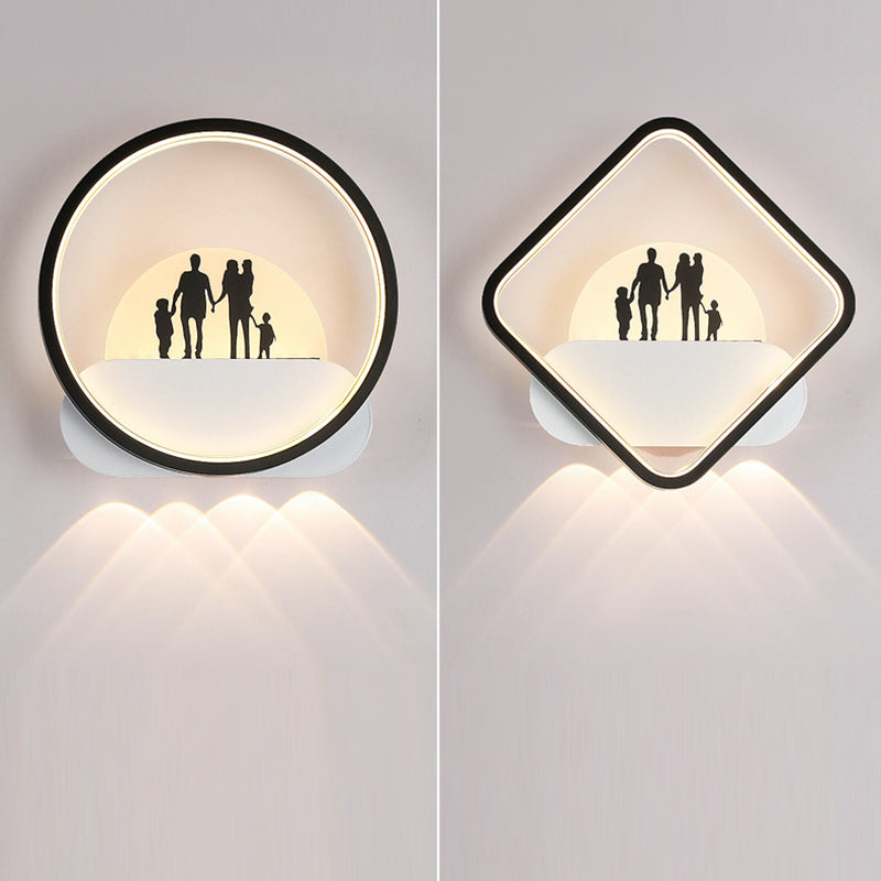 Moderne minimalistische Familien-Strand-Rund-Quadrat-Eisen-Silikon-LED-Wandleuchte für das Schlafzimmer 