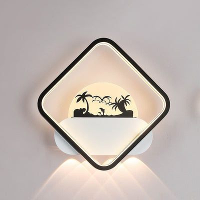 Moderne minimalistische Familien-Strand-Rund-Quadrat-Eisen-Silikon-LED-Wandleuchte für das Schlafzimmer 