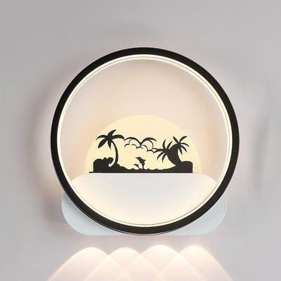 Moderne minimalistische Familien-Strand-Rund-Quadrat-Eisen-Silikon-LED-Wandleuchte für das Schlafzimmer 