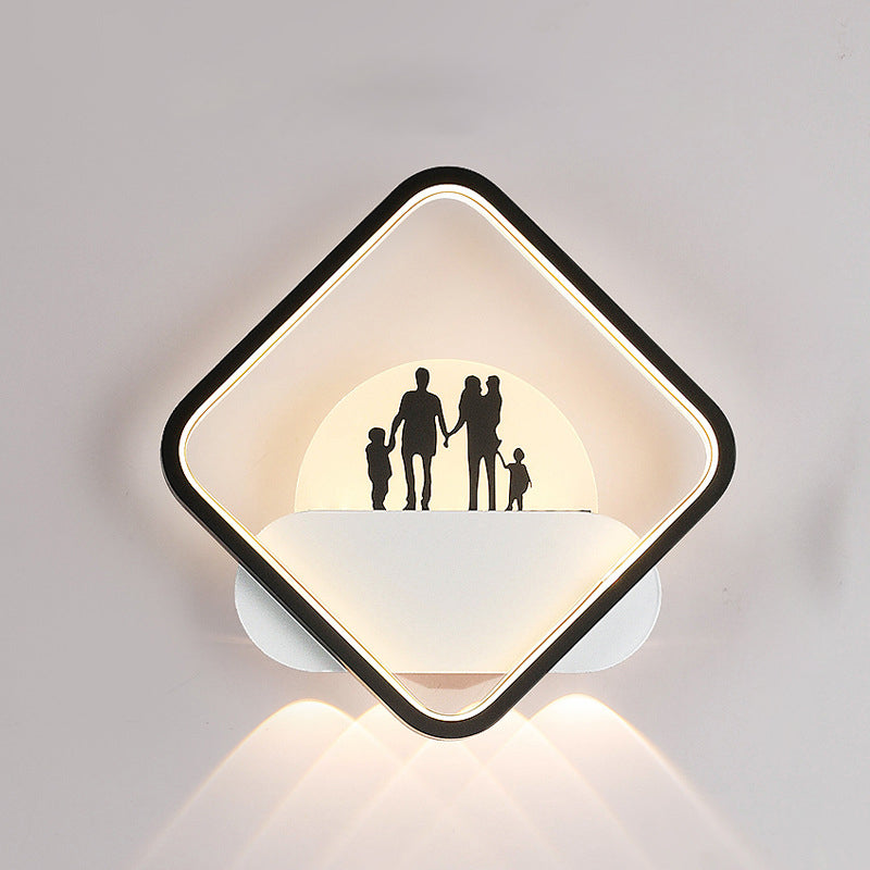 Moderne minimalistische Familien-Strand-Rund-Quadrat-Eisen-Silikon-LED-Wandleuchte für das Schlafzimmer 
