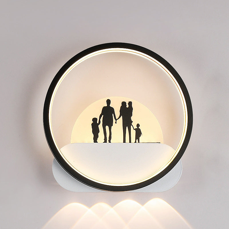 Moderne minimalistische Familien-Strand-Rund-Quadrat-Eisen-Silikon-LED-Wandleuchte für das Schlafzimmer 