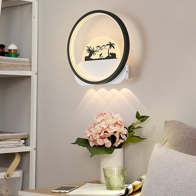 Moderne minimalistische Familien-Strand-Rund-Quadrat-Eisen-Silikon-LED-Wandleuchte für das Schlafzimmer 